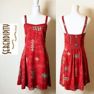Serendipity Maui | Red Mini Sundress | 100% Rayon | Rare Find | Size S | EUC